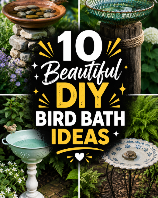10 Beautiful DIY Bird Bath Ideas
